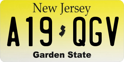 NJ license plate A19QGV