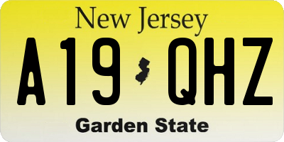 NJ license plate A19QHZ