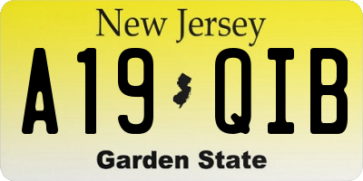 NJ license plate A19QIB