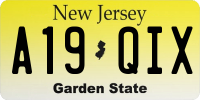 NJ license plate A19QIX