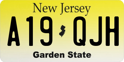 NJ license plate A19QJH