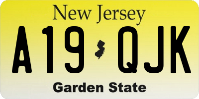 NJ license plate A19QJK