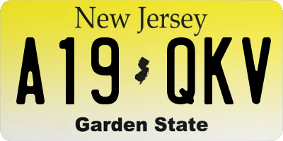 NJ license plate A19QKV