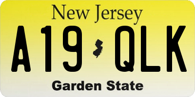 NJ license plate A19QLK
