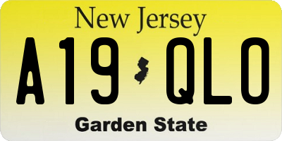 NJ license plate A19QLO
