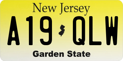 NJ license plate A19QLW