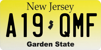 NJ license plate A19QMF