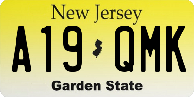 NJ license plate A19QMK