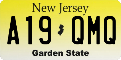 NJ license plate A19QMQ