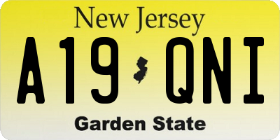 NJ license plate A19QNI