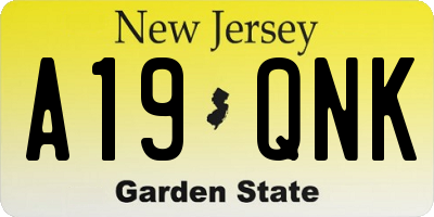 NJ license plate A19QNK
