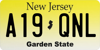 NJ license plate A19QNL