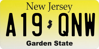 NJ license plate A19QNW