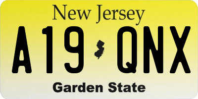 NJ license plate A19QNX