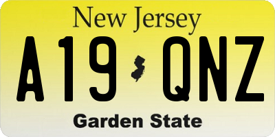 NJ license plate A19QNZ