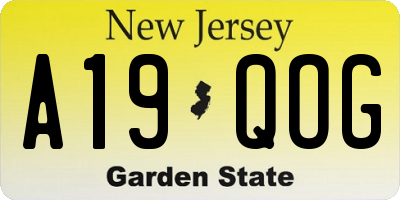 NJ license plate A19QOG