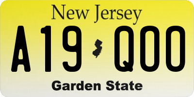 NJ license plate A19QOO