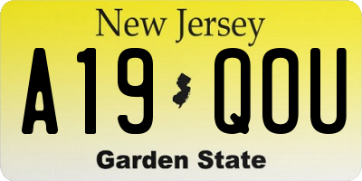 NJ license plate A19QOU