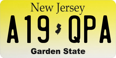 NJ license plate A19QPA