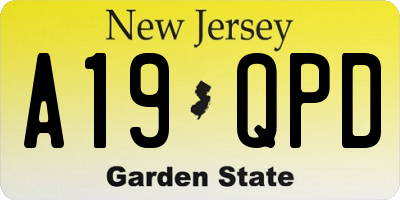 NJ license plate A19QPD