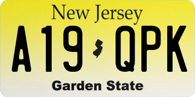 NJ license plate A19QPK