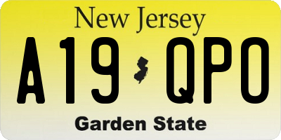 NJ license plate A19QPO