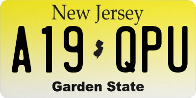 NJ license plate A19QPU