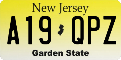 NJ license plate A19QPZ