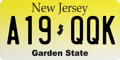 NJ license plate A19QQK