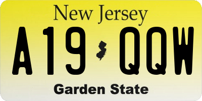 NJ license plate A19QQW