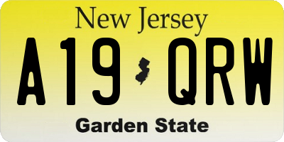 NJ license plate A19QRW