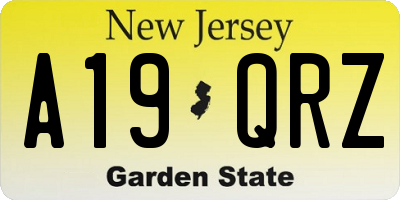 NJ license plate A19QRZ