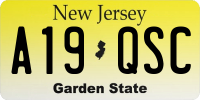 NJ license plate A19QSC