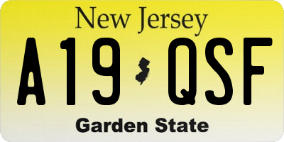 NJ license plate A19QSF