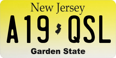 NJ license plate A19QSL