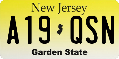 NJ license plate A19QSN