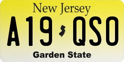 NJ license plate A19QSO