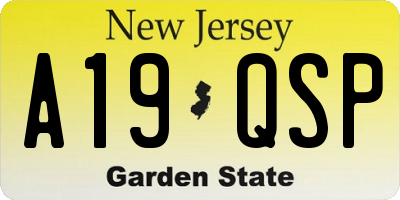 NJ license plate A19QSP