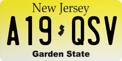 NJ license plate A19QSV