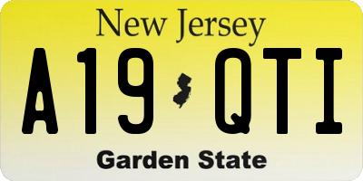 NJ license plate A19QTI