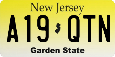NJ license plate A19QTN