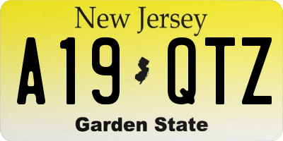 NJ license plate A19QTZ
