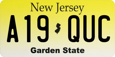 NJ license plate A19QUC