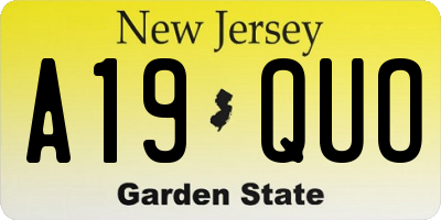 NJ license plate A19QUO