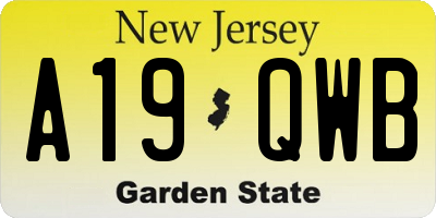 NJ license plate A19QWB