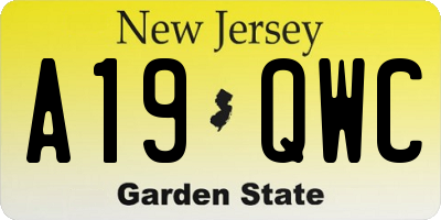 NJ license plate A19QWC