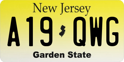 NJ license plate A19QWG