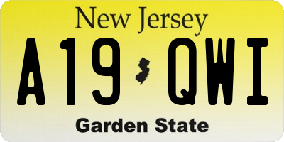 NJ license plate A19QWI