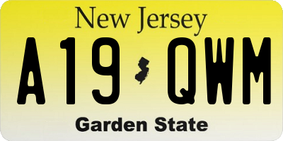 NJ license plate A19QWM
