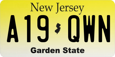 NJ license plate A19QWN
